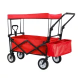 Folding Cart with Canopy, Pullable and Pushable, Red