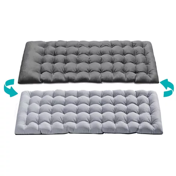 Folding Camping Bed with Adjustable Headrest and Two-Colored Mattress