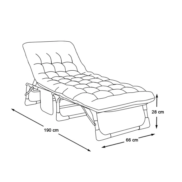 Folding Camping Bed with Adjustable Headrest and Two-Colored Mattress