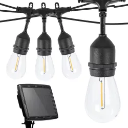   Outdoor Solar Decorative String Lights, 15 E27 LED Bulbs, 15m