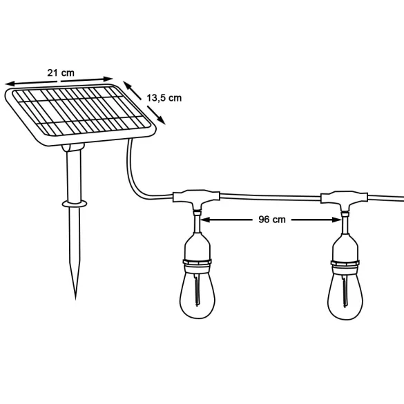 Outdoor Solar Decorative String Lights, 15 E27 LED Bulbs, 15m