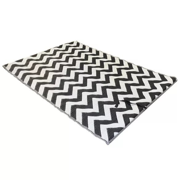Outdoor rug, double-sided, 180 x 120 cm, black-white