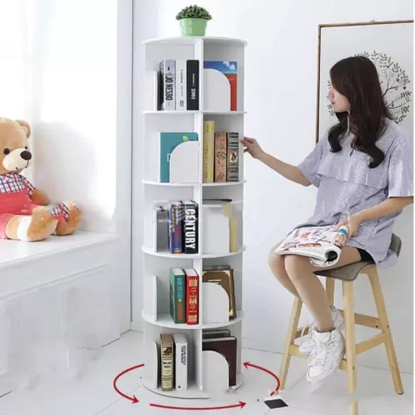 Rotating Bookshelf 46x46x160cm, White