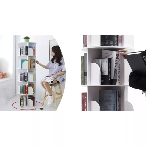 Rotating Bookshelf 46x46x160cm, White