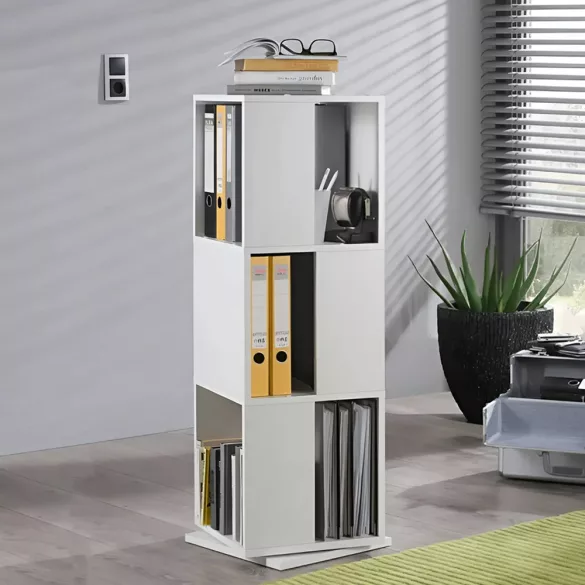 Rotating Bookshelf, 34x34x108 cm, White