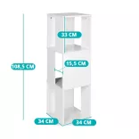 Rotating Bookshelf, 34x34x108 cm, White