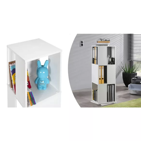 Rotating Bookshelf, 34x34x108 cm, White