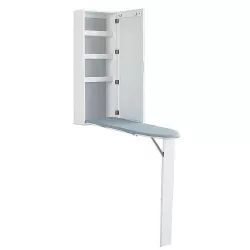   Wall-Mounted Mirror Storage Cabinet with Foldable Ironing Board