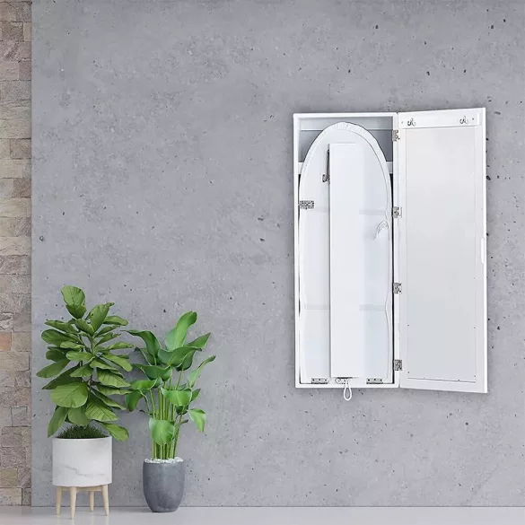 Wall-Mounted Mirror Storage Cabinet with Foldable Ironing Board