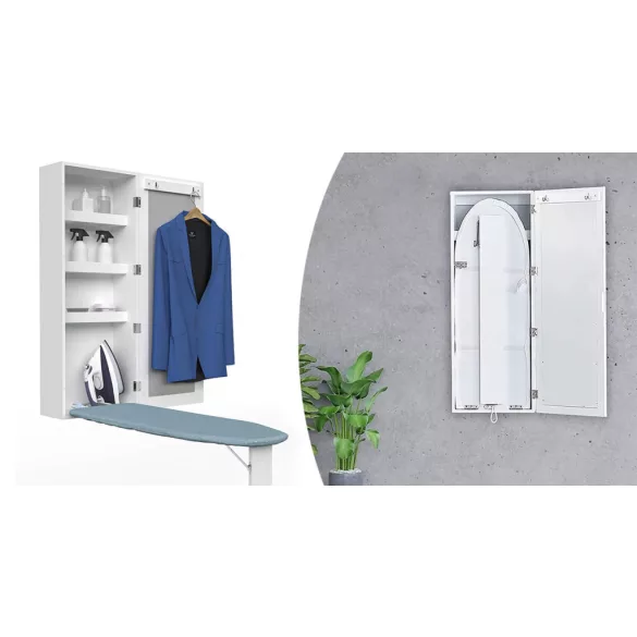 Wall-Mounted Mirror Storage Cabinet with Foldable Ironing Board