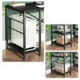 Convertible L-Shaped Desk with Shelves, Black