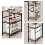 Transformable L-shaped desk with shelves, brown