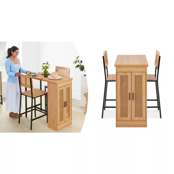 3-piece elevated dining set with storage