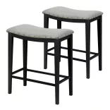 Upholstered Bar Stool Set of 2, Grey