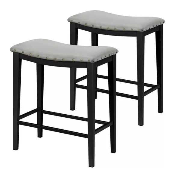 Upholstered Bar Stool Set of 2, Grey
