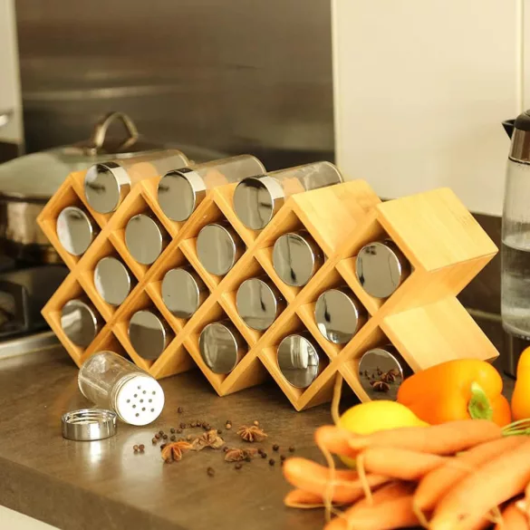 18-piece bamboo spice rack