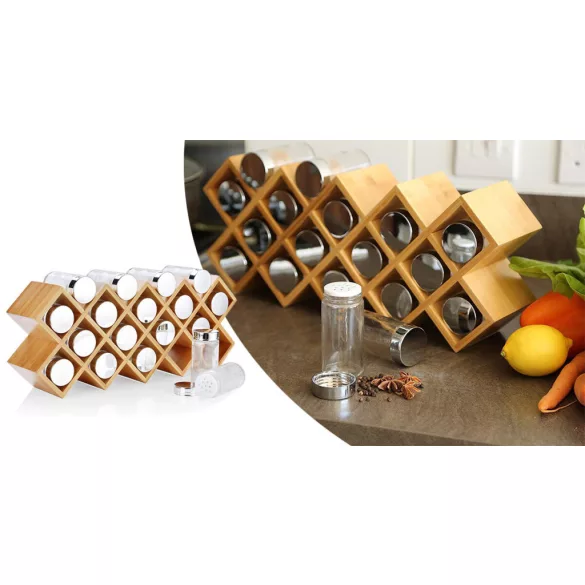 18-piece bamboo spice rack