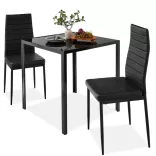 2-person dining set with glass table