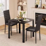 2-person dining set with glass table