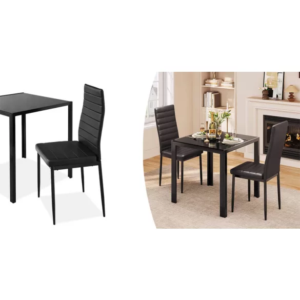 2-person dining set with glass table