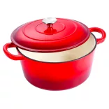 Enameled Cast Iron Pot with Lid 4L, Red