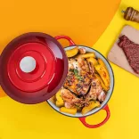 Enameled Cast Iron Pot with Lid 4L, Red