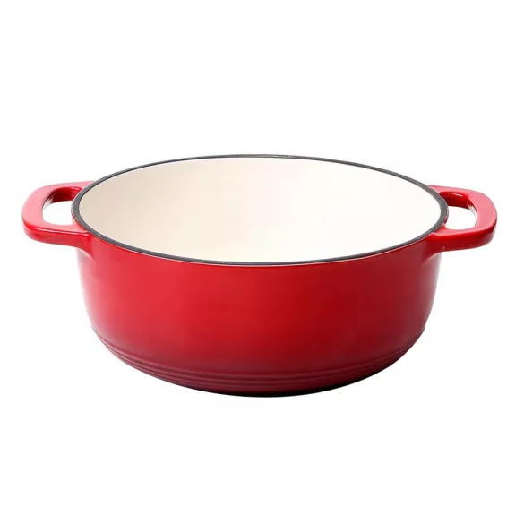 Enameled Cast Iron Pot with Lid 5.7 L, Red