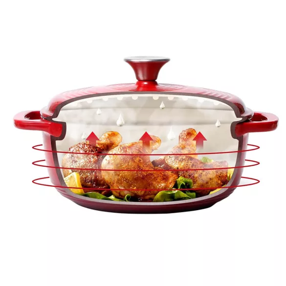 Enameled Cast Iron Pot with Lid 5.7 L, Red