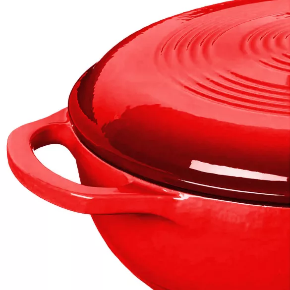 Enameled Cast Iron Pot with Lid 5.7 L, Red