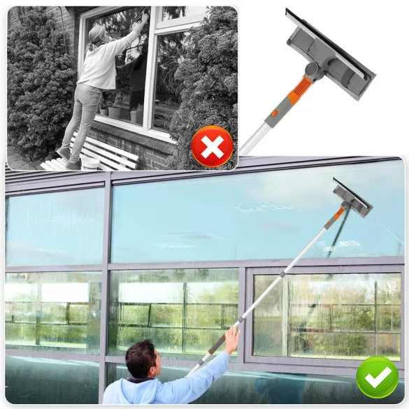 2-in-1 Window Cleaning Set with Extendable Handle