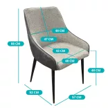 Teddy Chair with Reversed Colors, Beige-Grey/Grey-Beige 2pcs