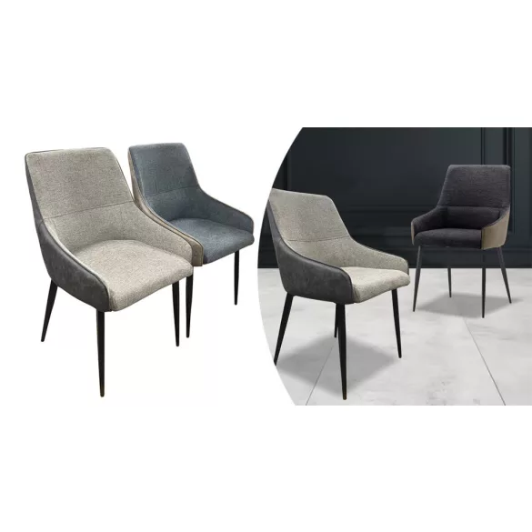 Teddy Chair with Reversed Colors, Beige-Grey/Grey-Beige 2pcs