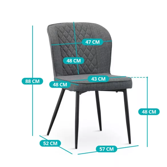 Leo Dining Chair, Set of 2, Grey