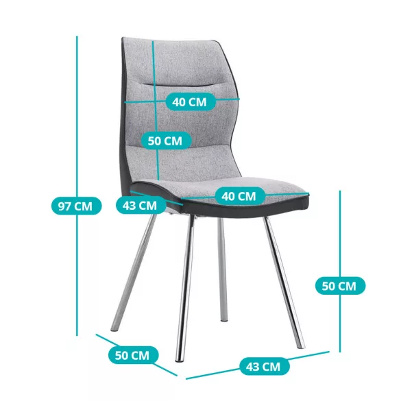 Lisa Dining Chair Set of 2, Grey-Black