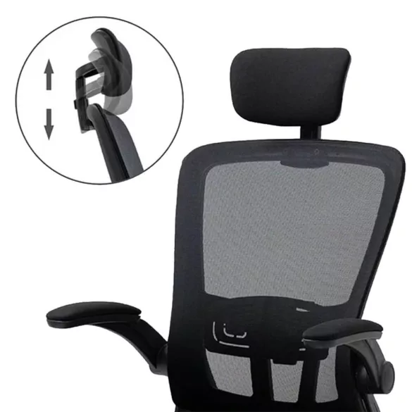 Ergonomic Office Chair with Lumbar Support and Headrest, Black