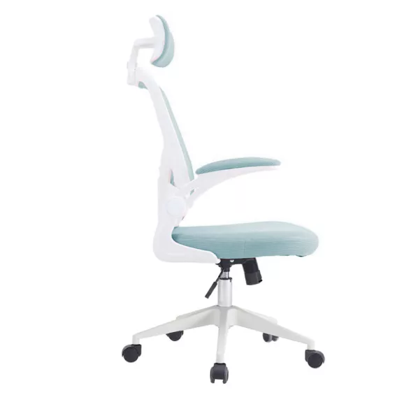 Ergonomic Office Chair with Lumbar Support and Headrest, Light Blue