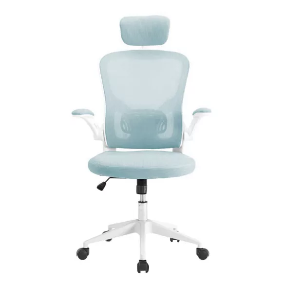Ergonomic Office Chair with Lumbar Support and Headrest, Light Blue