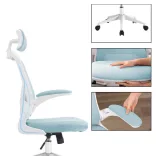 Ergonomic Office Chair with Lumbar Support and Headrest, Light Blue