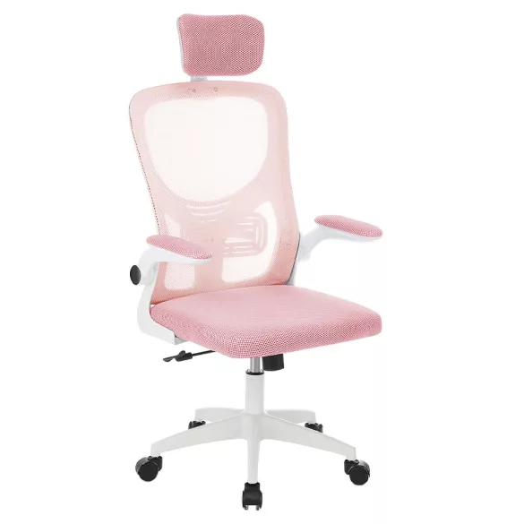Ergonomic Office Chair with Lumbar Support and Headrest, Pink