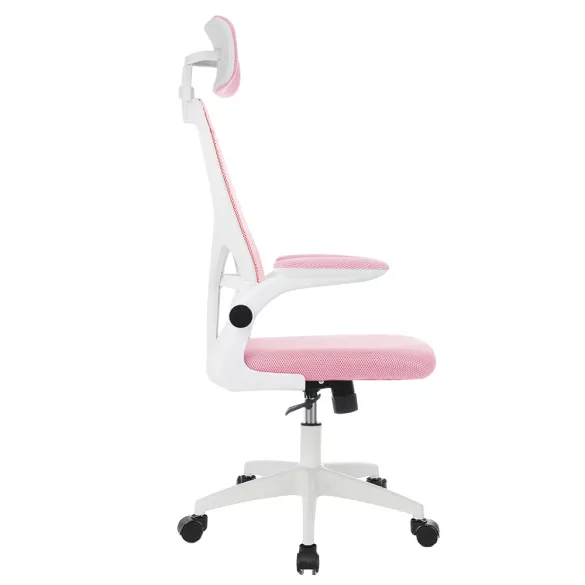 Ergonomic Office Chair with Lumbar Support and Headrest, Pink
