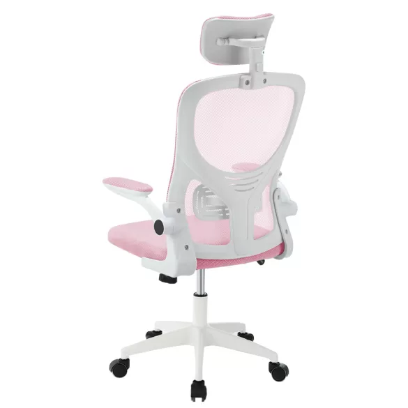 Ergonomic Office Chair with Lumbar Support and Headrest, Pink