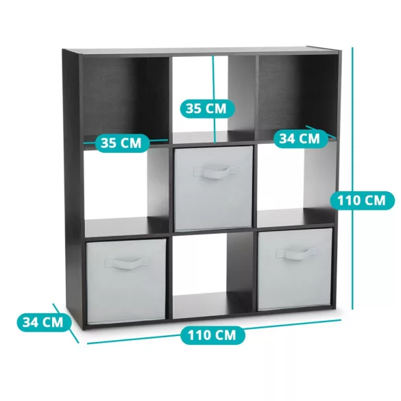 9-Cube Storage Shelf with 3 Baskets