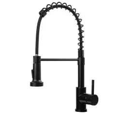   Pull-down kitchen faucet with flexible hose and detachable spray head, black