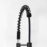 Pull-down kitchen faucet with flexible hose and detachable spray head, black