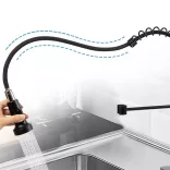 Pull-down kitchen faucet with flexible hose and detachable spray head, black