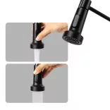 Pull-down kitchen faucet with flexible hose and detachable spray head, black