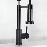 Pull-down kitchen faucet with flexible hose and detachable spray head, black