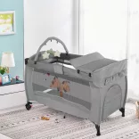Travel crib with changing pad and play arch, gray