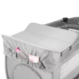 Travel crib with changing pad and play arch, gray