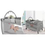 Travel crib with changing pad and play arch, gray